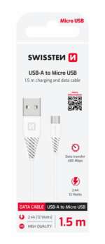 DATOVÝ KABEL USB / MICRO USB 1,5 M BÍLÝ (6,5mm) - Obrázek 2