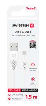 DATOVÝ KABEL USB / USB-C BÍLÝ 1,5 M (7mm)