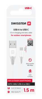 DATOVÝ KABEL USB / USB-C BÍLÝ 1,5 M (9mm) - Obrázek 2