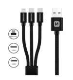 DATOVÝ KABEL TEXTILE 3in1 1,2 M ČERNÝ (Lightning, 2x USB-C) - Obrázek 4