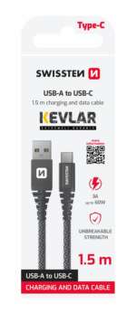 DATOVÝ KABEL KEVLAR USB / USB-C 1,5 M ANTRACIT