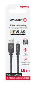 DATOVÝ KABEL KEVLAR USB / LIGHTNING 1,5 M ANTRACIT - Obrázek 2