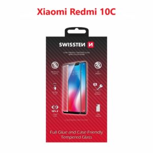SKLO FULL GLUE, COLOR FRAME, CASE FRIENDLY PRO XIAOMI REDMI 10C ČERNÉ