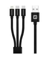 DATOVÝ KABEL TEXTILE 3in1 1,2 M ČERNÝ (Lightning, 2x USB-C) - Obrázek 3