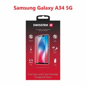 SKLO FULL GLUE, COLOR FRAME, CASE FRIENDLY PRO SAMSUNG A346 GALAXY A34 5G ČERNÉ