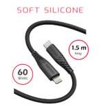 DATOVÝ KABEL SOFT SILICONE USB-C / LIGHTNING 1,5 M 30W ČERNÝ - Obrázek 4