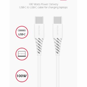DATOVÝ KABEL TPE USB-C/USB-C POWER DELIVERY 5A (100W) 2,5 M BÍLÝ
