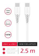 DATOVÝ KABEL TPE USB-C/USB-C POWER DELIVERY 5A (100W) 2,5 M BÍLÝ - Obrázek 3