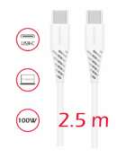 DATOVÝ KABEL TPE USB-C/USB-C POWER DELIVERY 5A (100W) 2,5 M BÍLÝ - Obrázek 4