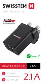 SÍŤOVÝ ADAPTÉR 2x USB 10,5W pro UK zásuvku ČERNÝ - Obrázek 2