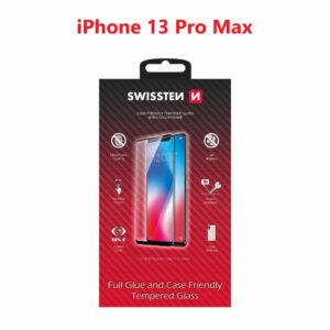 SKLO FULL GLUE, COLOR FRAME, CASE FRIENDLY PRO APPLE IPHONE 13 PRO MAX ČERNÉ