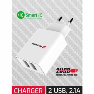 SÍŤOVÝ ADAPTÉR SMART IC 2x USB 2,1A POWER BÍLÝ (SAMOPRODAVAČ)