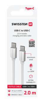 DATOVÝ KABEL TEXTILE USB-C / USB-C 2,0 M STŘÍBRNÝ - Obrázek 2