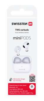 BLUETOOTH TWS SLUCHÁTKA MINIPODS BÍLÁ - Obrázek 2